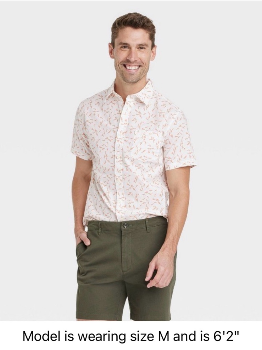 Men's Floral Short Sleeve Poplin Button-Down Shirt - Goodfellow & Co Slim Fit M - Picture 1 of 5